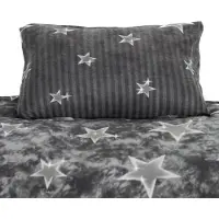 COFI Fleece Bettwäsche mit Sternenmuster in Grau Kuschelig und Weich aus Polyester 135x200 cm
