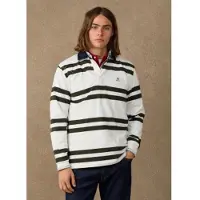 Hackett London für Herren. HM5700025 Weißes Rugby-Poloshirt (XS), Lässig, Baumwolle, Langarm