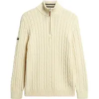 Superdry für Herren. M6110731A Preppy Cotton Cable Half Sweatshirt beige (L), Lässig, Baumwolle