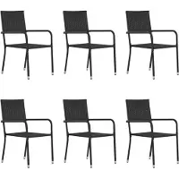 Syfax Garten-Essstühle 6 Stk. Stapelbar Schwarz Polyrattan
