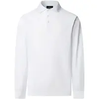 Hackett für Herren. HM5500049 Weißes Pima-Poloshirt mit langen Ärmeln (L), Lässig, Baumwolle, Klassisch, Langarm