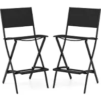 Costway 2er Set Barhocker mit Fußstütze, Campingstühle bis zu 150kg, klappbar, Schwarz
