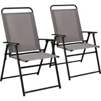 Costway 2er Set Gartenstühle klappbar, Balkonstühle mit Armlehnen, Hochlehner Klappstühle Essstühle Outdoor-Stühle Terrassenstühle bis 150kg Grau