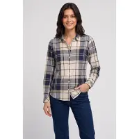 Barbour für Damen. LSH1353 Bredon Hemd beige, marineblau (L), Lässig, Baumwolle, Langarm