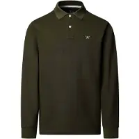 Hackett London für Herren. HM5500048 Long-sleeve slim fit logo polo shirt in green (L), Lässig, Grün, Baumwolle, Klassisch, Langarm