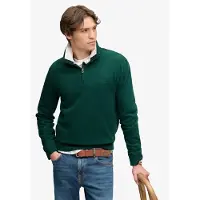 Superdry für Herren. M2014700A Sweatshirt mit halbem Reißverschluss Essential Serif Logo Half grün (L), Lässig, Baumwolle