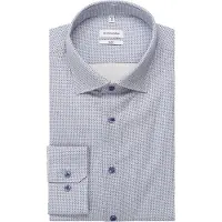 Seidensticker Businesshemd "Schwarze Rose", Herren, Gr. L (42), normale Ärmellängen, blau, 100% Baumwolle, bedruckt, slim fit, 2-Knopf-Manschette, Hemden Businesshemd, Slim 1/1 Kentkragen Druck