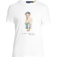 Ralph Lauren für Herren. 710B30192001 Poloshirt mit Polo Bear Custom Slim Fit weiß (L), Lässig, Baumwolle, Kurzarm