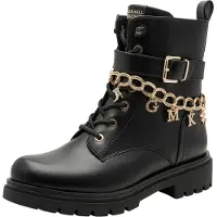 Marco Tozzi Schnürstiefelette BY GMK, Damen, Gr. 38, Textil, schwarz, Lederimitat, Schuhe Schnürstiefelette, Blockabsatz, Schnürboots mit edler Zierkette mit GMK-Lettern