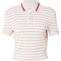GUESS für Damen. W6YP22K4368 Rosa gestreiftes Polo (S), Lässig, Viskose, Kurzarm
