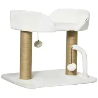 StarTech.com Katzen Kratzbaum - Designer Kletterbaum - 5 Ebenen, 2 hängende Bälle, 2 Sisalstämme, weiche Plüschplattform, 48 x 38 x 42 cm - Armeegrün