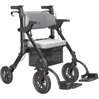 StarTech.com Rollator für Senioren - Gehwagen mit Sitz - 2-in-1 Rollator Rollstuhl Kombination - Leichtgewicht - Faltbar - Schwarz