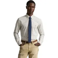 Ralph Lauren für Herren. 710922273500 Oxford-Hemd mit Karos Custom Fit Gebrochenes Weiß (L), Lässig, Baumwolle, Langarm