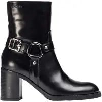 Wonders für Damen. I-9204_2763_5792 Leder-Stiefeletten Niete 04 Schwarz (38), 5 bis 8 cm, Reißverschluss, Lässig