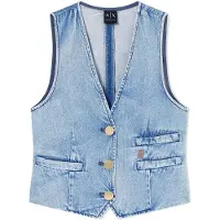 Armani Exchange für Damen. XW002263AF21338MB001 Leichte Jeansweste aus Baumwolle und Lyocell blau (L), Lässig, Denim