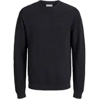 Jack & Jones Rundhalspullover "JJEBRODY KNIT CREW NECK", Herren, Gr. XL, schwarz, Strick, Obermaterial: 100% Baumwolle, unifarben, normal, Rundhals, Bündchen, Pullover Rundhalspullover, Baumwolle