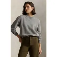 Ralph Lauren für Damen. 211971690001 Grauer Fleece-Pullover mit Rundhalsausschnitt (XS), Lässig, Baumwolle, Langarm
