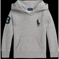 Ralph Lauren für Jungen. 322979316001 Graues Kapuzen-Fleece-Sweatshirt mit Big Pony (1.5años= 88/93), Lässig, Baumwolle, Kinderbekleidu