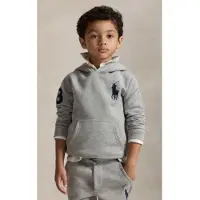 Ralph Lauren für Jungen. 322979316001 Graues Kapuzen-Fleece-Sweatshirt mit Big Pony (1.5años= 88/93), Lässig, Baumwolle, Kinderbekleidu