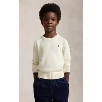 Ralph Lauren für Jungen. 322970429502 Unisex-Pullover aus Baumwolle mit Rundhalsausschnitt in Cremeweiß (4años= 109/116cm), Lässig, Lan