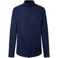 Hackett London für Herren. HM3010835 Hemd Essential Dyed marineblau (L), Lässig, Baumwolle, Langarm