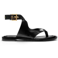 Michael Kors für Damen. 40T6IRFS1L Sandalen Irene aus Leder mit gekreuzten Riemen schwarz (40), Wohnung, Schnalle, Lässig