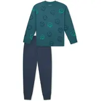 Schiesser Schlafanzug "Pyjama Nightwear", Herren, Gr. 116, bunt (blau, grün), Obermaterial: 100% Baumwolle CO., Homewear-Sets Schlafanzug