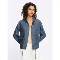 HEINE Kurzblazer "Lyocell-Jacke Freizeitjacke mit Cargo-Taschen", Damen, Gr. 38, blau, bleached, Web, Stoff, , Modisch, Blazer Kurzblazer