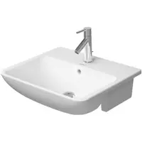 Duravit ME by Starck Halbeinbauwaschtisch, 1 Hahnloch, mit Überlauf, 550x455mm, Weiß hochglänzend mit DuraShield, 037855AA00