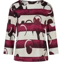 Rabe 3/4-Arm-Shirt , Damen, Gr. 44, bunt (merlot), Jersey, Obermaterial: 100% Baumwolle, gemustert, tailliert hüftbedeckend, Rundhals, Shirts 3/4-Arm-Shirt, mit grafischem Muster