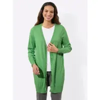 Casual Looks Longstrickjacke , Damen, Gr. 54, grün (apfel), 100% Baumwolle, unifarben, Strickjacken Longstrickjacke