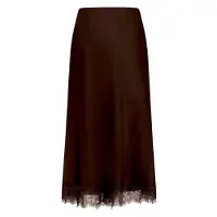 Zero Satinrock "Satinrock mit Spitze", Damen, Gr. 40, braun (chocolate plum), Einsatz: 100% Polyester PES., Röcke Satinrock