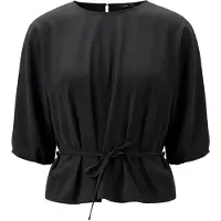 Zero Klassische Bluse "Casual-Bluse mit Gürtel", Damen, Gr. 36, schwarz (schwarz beauty), Obermaterial: 71% Baumwolle CO. 26% Polyamid PA. 3% Elasthan EL., Blusen Klassische Bluse