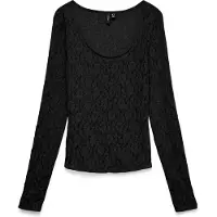 Vero Moda Langarmshirt "VMFLORA LS 2-WAY LACE TOP JRS NOOS" Materialmix, slim fit