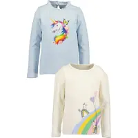 Blue Seven Langarmshirt , Mädchen, Gr. 98, bunt (multipack 1), Single Jersey, Obermaterial: 100% Baumwolle, bedruckt, unifarben, Basic normal, Rundhals, Shirts Langarmshirt, Baumwolle