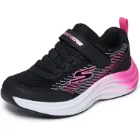 SKECHERS Sneaker "ELITE SPORT PULSE", Mädchen, Gr. 27, pink (schwarz, rosa), Textil, Schuhe Sneaker, Klettsneaker, Halbschuh, Grössenschablone zum Download