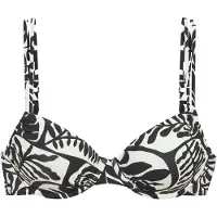 Buffalo Bügel-Bikini-Top "Jola", Damen, Gr. 40, Cup B, schwarz-weiß (schwarz, creme), Recycling-Polyamid, bedruckt, Bikini-Oberteile Bügel-Bikini-Top, mit modernem Blätterdesign