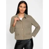HEINE Lederimitat-Blazer "Velourslederimitat-Jacke", Damen, Gr. 40, braun (schlamm), 95% Polyester, 5% Elasthan, Blazer Lederimitat-Blazer
