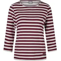 Rabe 3/4-Arm-Shirt , Damen, Gr. 42, merlot, Jersey, Obermaterial: 92% Baumwolle, 8% Elasthan, gestreift, tailliert hüftbedeckend, Rundhals, Shirts 3/4-Arm-Shirt, im Streifen-Look