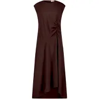 Cartoon Midikleid "Midikleid mit Raffung", Damen, Gr. 36, EURO, braun (dunkelbraun), Obermaterial: 100% Polyester PES., Kleider Midikleid