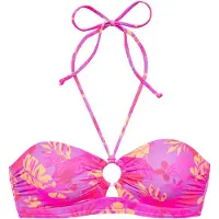 Venice beach Bandeau-Bikini-Top "Kaitlyn", Damen, Gr. 42, Cup C/D, pink (flieder, pink), Recycling-Polyamid, bedruckt, Bikini-Oberteile Bandeau-Bikini-Top, mit floralem Allover-Print