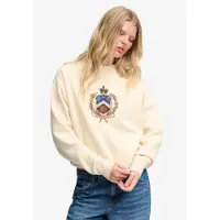 Superdry für Damen. W2012721A Beige lockeres Sweatshirt mit Wappen (S), Lässig, Baumwolle, Langarm