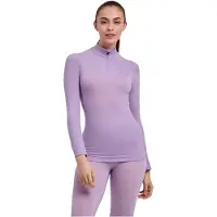 Falke Damen Langarmshirt Wool-Tech, L, Lila, Uni, Schurwolle