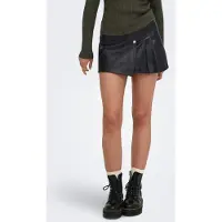ONLY Lederimitatrock "ONLSTORY HW FAUX LEA SKIRT CC PNT", Damen, Gr. XS (34), schwarz, Web, Obermaterial: 100% Polyester, unifarben, kurz, Röcke Lederimitatrock, Lederimitat