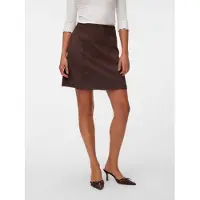 Vero Moda Minirock "VMDONNAHAZEL HW ABOVE KNEE SKIRT NOOS", Damen, Gr. XS, coffee bean, Web, Obermaterial: 90% Polyester, 10% Elasthan, unifarben, knielang, Röcke Minirock, Materialmix