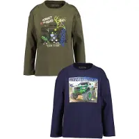 Blue Seven Langarmshirt "2er Pack Langarmshirts", Jungen, Gr. 134, bunt (m001, multipack 1), 100% Baumwolle, normal, Rundhals, Shirts Langarmshirt