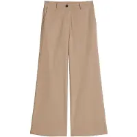 Marc O'Polo Stoffhose "MARGO WIDE", Damen, Gr. 44, N-Gr, beige (earthy taupe), Web, Obermaterial: 96% Baumwolle, 4% Elasthan, weit lang, Hosen Stoffhose, aus Organic Cotton-Satin-Stretch