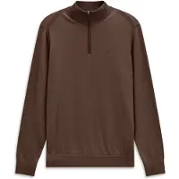 Bugatti Troyer "Regular Fit", Herren, Gr. 3XL, braun (80, braun), 95% Baumwolle, 5% Kaschmir, unifarben, regular fit, ohne Ausschnitt, Pullover Troyer, Regular Fit Baumwolle-Kaschmir Stehkragen