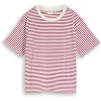 Tom Tailor T-Shirt DENIM, Damen, Gr. S, rosa (mauve), Single Jersey, Obermaterial: 100% Baumwolle, gestreift, regular fit normal, Rundhals, gerader Abschluss, Shirts T-Shirt, mit Streifen Muster