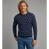 GUESS für Herren. M6YR11Z0916 Martin 4G Jacquard-Strickjacke Marine mit Logo (XS), Lässig, Polyester